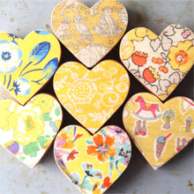 Load image into Gallery viewer, Fabric-Faced Wooden Hearts