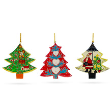 Load image into Gallery viewer, 3 Spinning Christmas Tree Wooden Ornaments