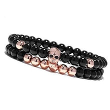 Load image into Gallery viewer, Natural Stone Skull Head Onyx Bracelet - 2 Pieces