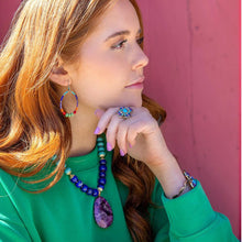 Load image into Gallery viewer, Zion Blue Turquoise Colorful Golden Cross Ring