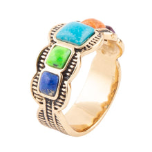 Load image into Gallery viewer, Zion Blue Turquoise Colorful Golden Ring