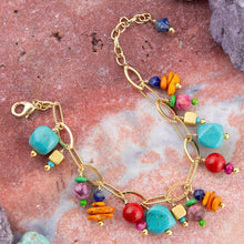 Load image into Gallery viewer, Zion Colorful Stone Charm Golden Bracelet
